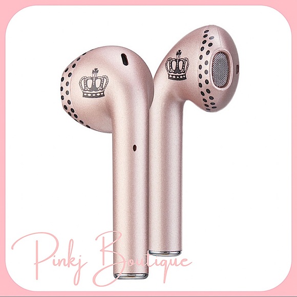 🌟1 LEFT!💗🎧{Juicy Couture} Rose Gold Dots Crown Wireless Fashion Ear Buds! - Picture 3 of 6